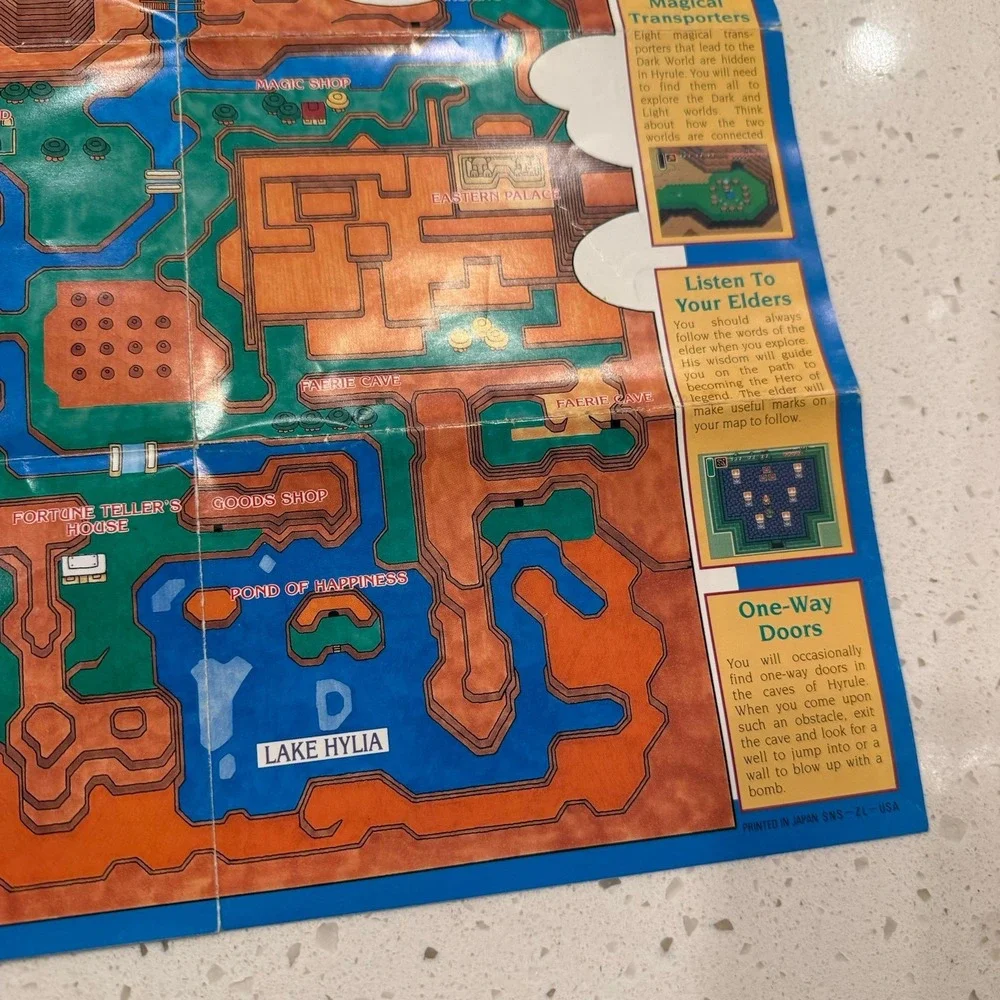 The Legend of Zelda: A Link To The Past Hyrule Overworld Lore Map SNES Original